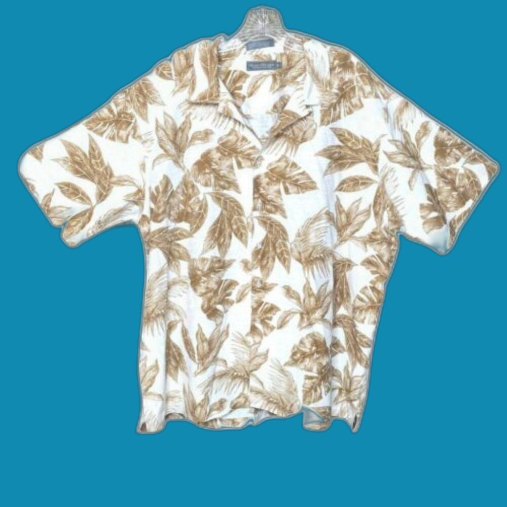 Daniel Cremieux Men’s XL Tropical Hawaiian Shirt Cotton Silk Palm Leaf Resort - Picture 2 of 5